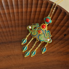 A Pair of Exquisite Sterling Silver-Gold Plated Inlaid White Jade Earrings