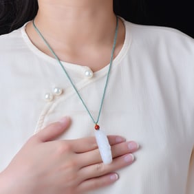 An Exquisite White Jade Lotus and Fish Pattern Pendant