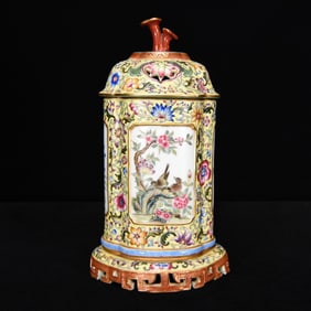 An Exquisite Enamel Flower and Bird Pattern Censer