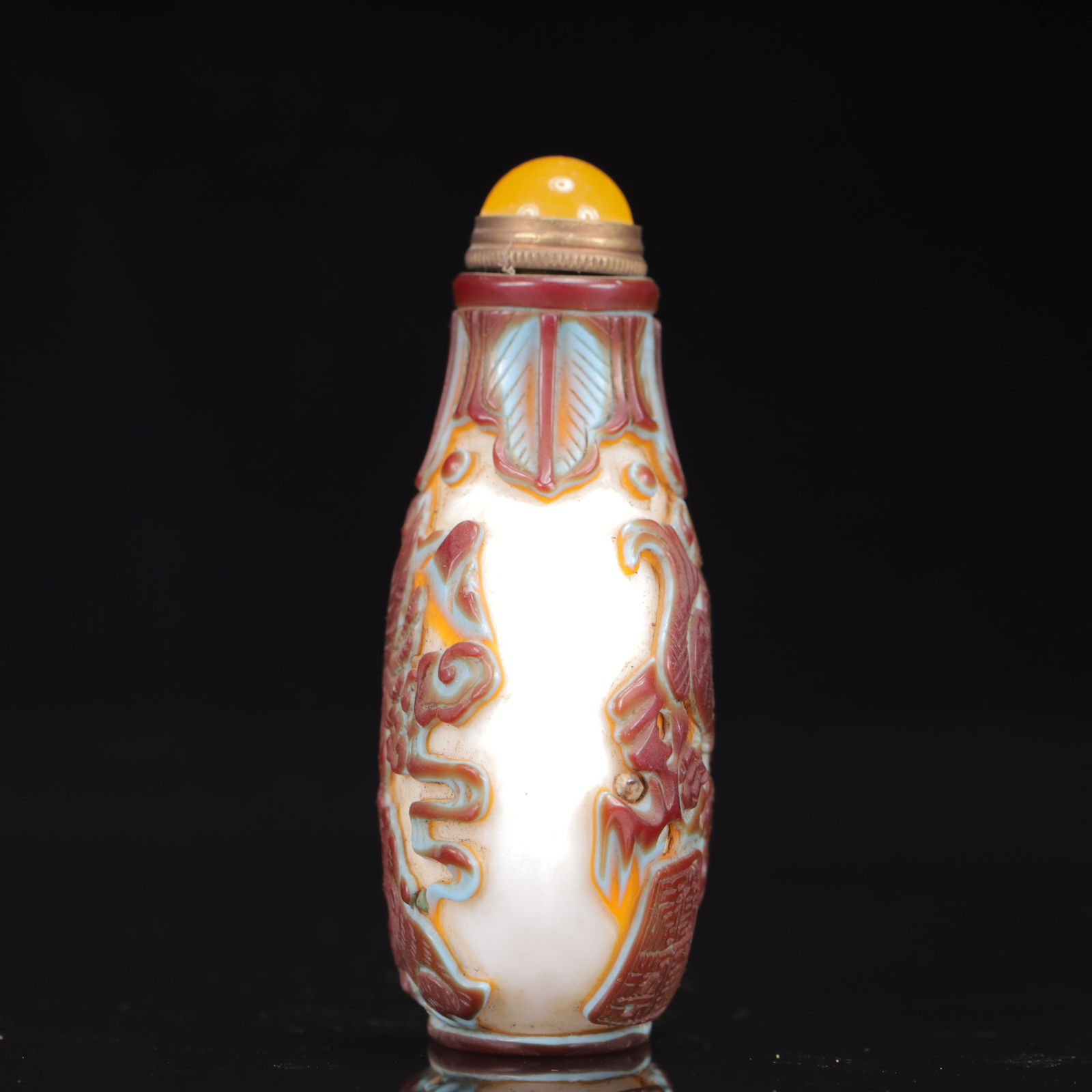 An Exquisite Glass Auspicious Phoenix Eagle Pattern Snuff Bottle - 3
