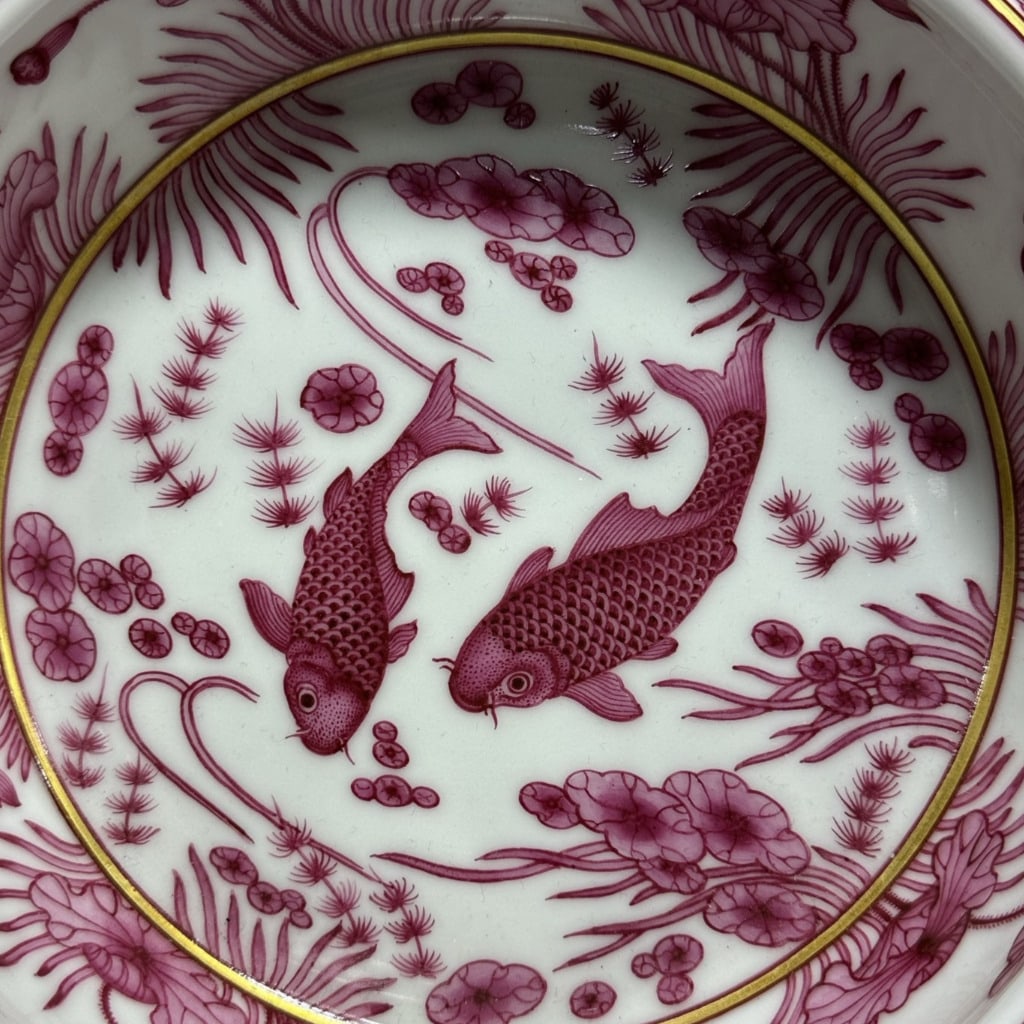 An Exquisite Ruby Red Glazed Hornwort Pattern Plate - 4