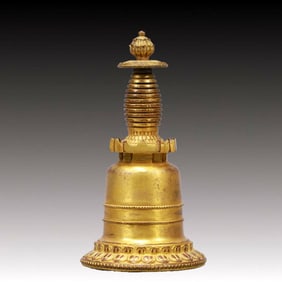 An Exquisite Gilt Bronze Pagoda