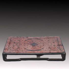 A Rare Wooden Lacquer Painted Color Flower Pattern Table