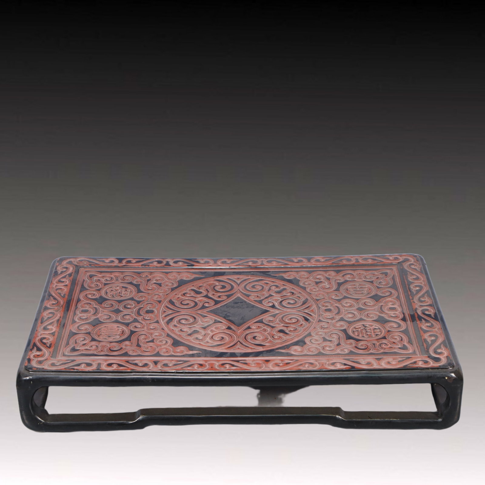 A Rare Wooden Lacquer Painted Color Flower Pattern Table (1 of 7)