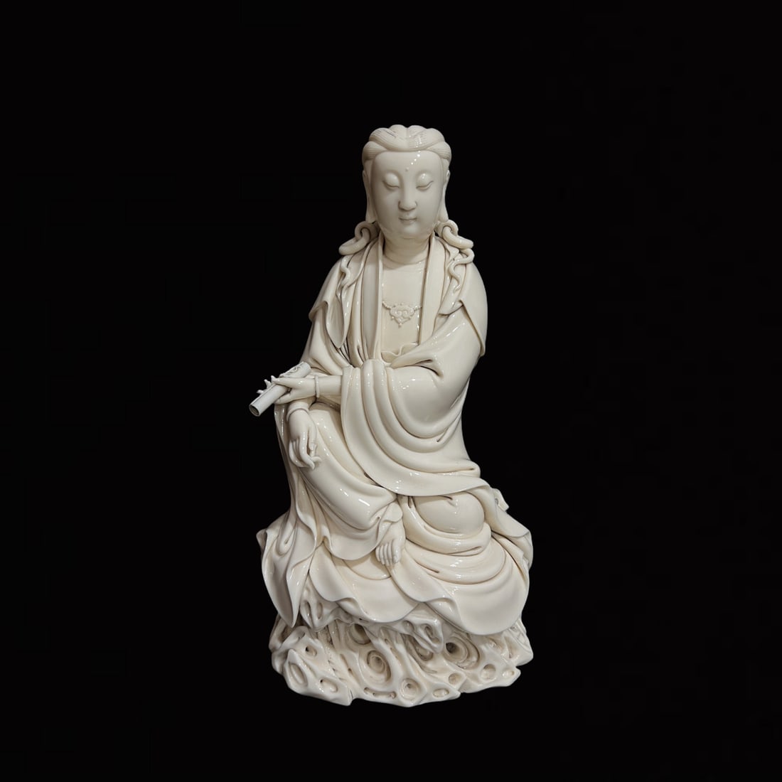 A Solemn Blance-De-Chine Statue of Avalokitesvara (1 of 8)