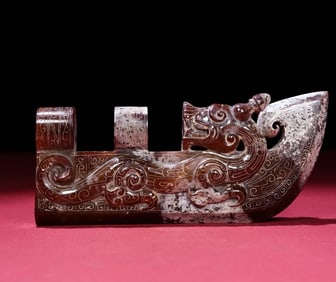 An Exquisite White Jade Chi-Dragon Pattern Ornament