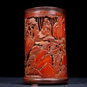 An Exquisite Bamboo Character and Story Pattern Brush Pot