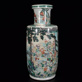 A Huge Wucai Figure and Story Pattern Vase