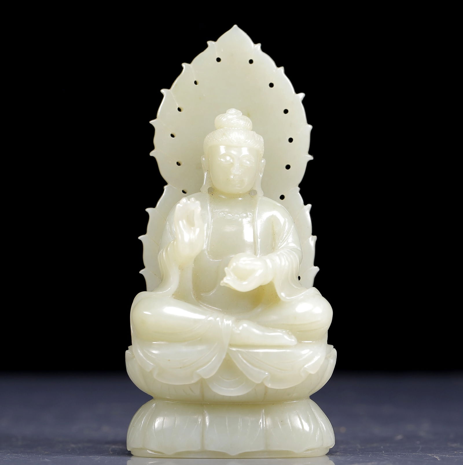 An Exquisite Greenish Jade Sakyamuni Statue Ornament (1 of 5)
