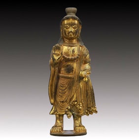 A Solemn Gilt Bronze Statue of Bodhisattva