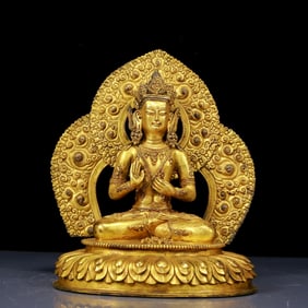 A Solemn Gilt Bronze Statue of Bodhisattva