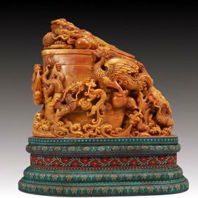 An Exquisite Tianhuang Stone Dragon and Phoenix Pattern Seal
