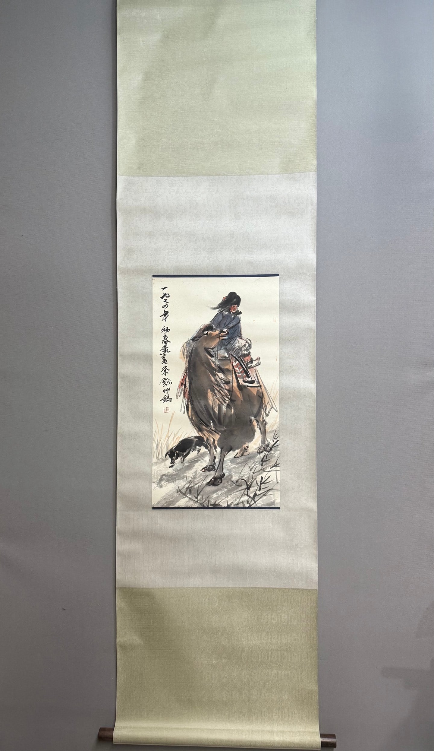 A Chinese Vertical Scroll Ink Painting of Figure and Story on Paper (1 of 6)