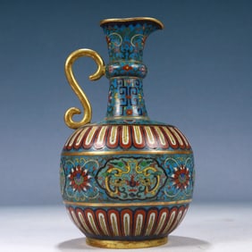 An Exquisite Cloisonne Lotus and Dragon Pattern Flagon