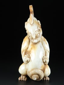An Exquisite White Jade Auspicious Beast Ornament
