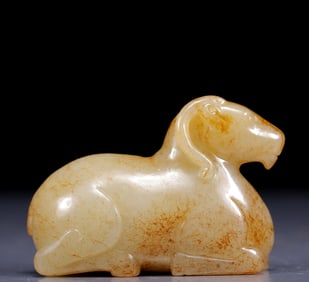 An Exquisite Greenish Jade Sheep Pendant