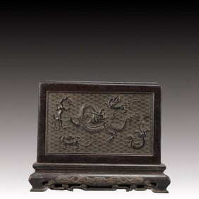 An Exquisite Zitanwood Dragon Pattern Box,with an Imperial Poem by Emperor Qianlong