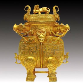 A Brilliant Gilt-Bronze 'Auspicious Beast' Vase
