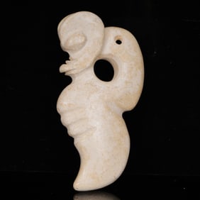 An Archaic Hongshan Culture Yellow Jade Figure Pendant