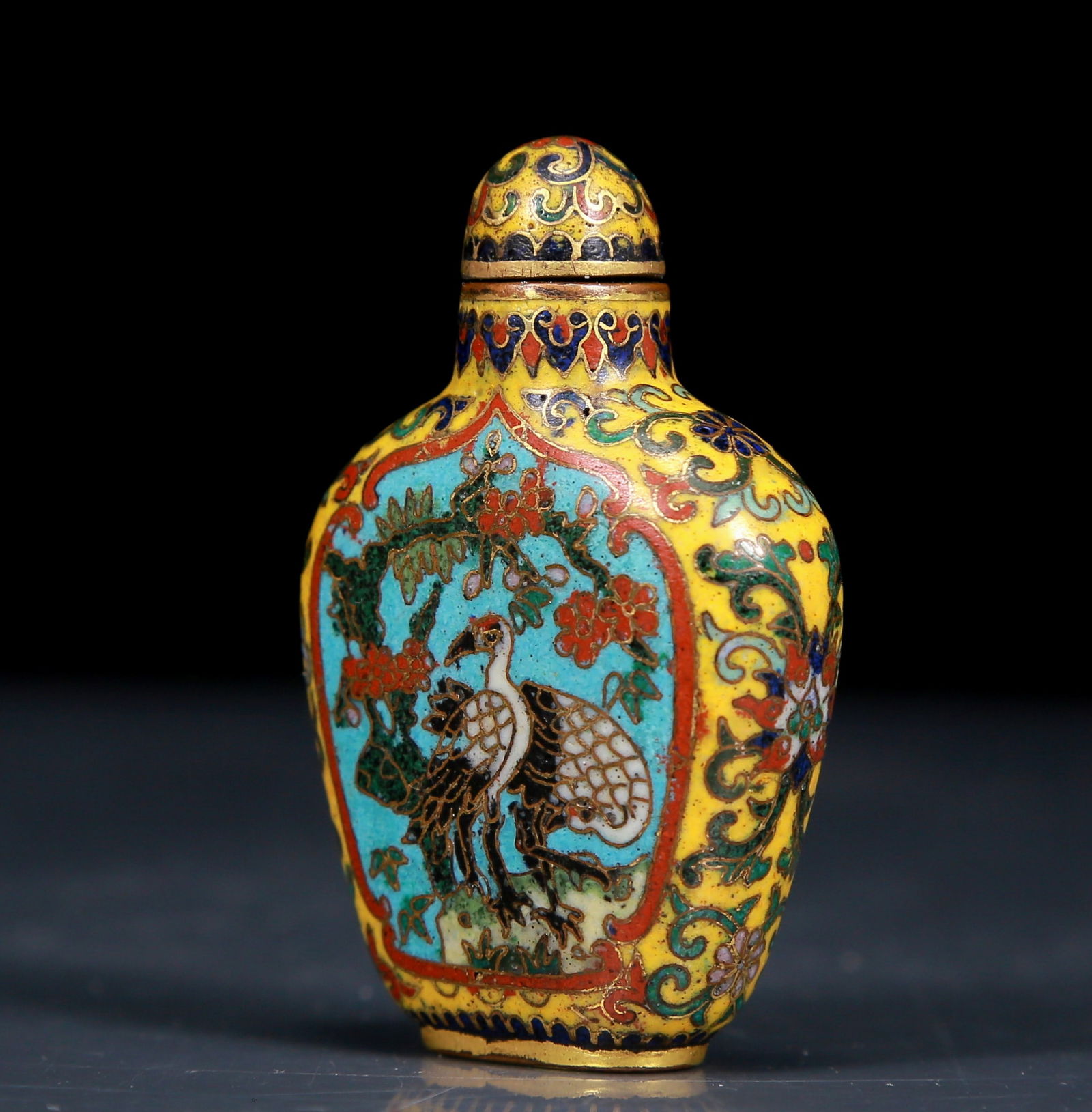 An Exquisite Cloisonne Crane and Deer Pattern Snuff Bottle - 2