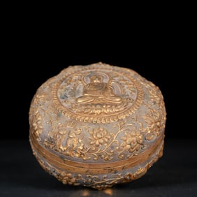 An Exquisite Gilt Silver Sakyamuni Image Box
