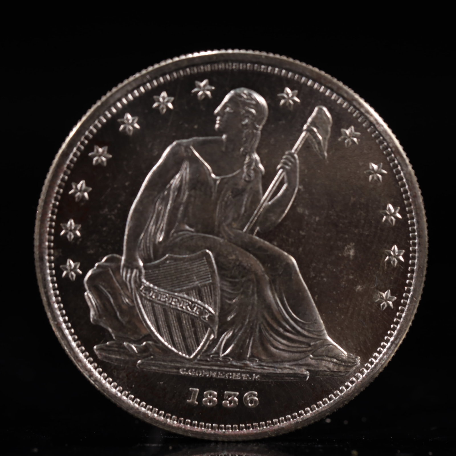 USA One Dollar 1856 Coin: American coin. IN GOD WE TRUST / LIBERTY / 1856 / UNITED STATES OF AMERICA / ONE DOL. Weight:26.9g.