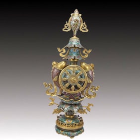 A Huge Cloisonne Lotus and Fish Pattern Ornament