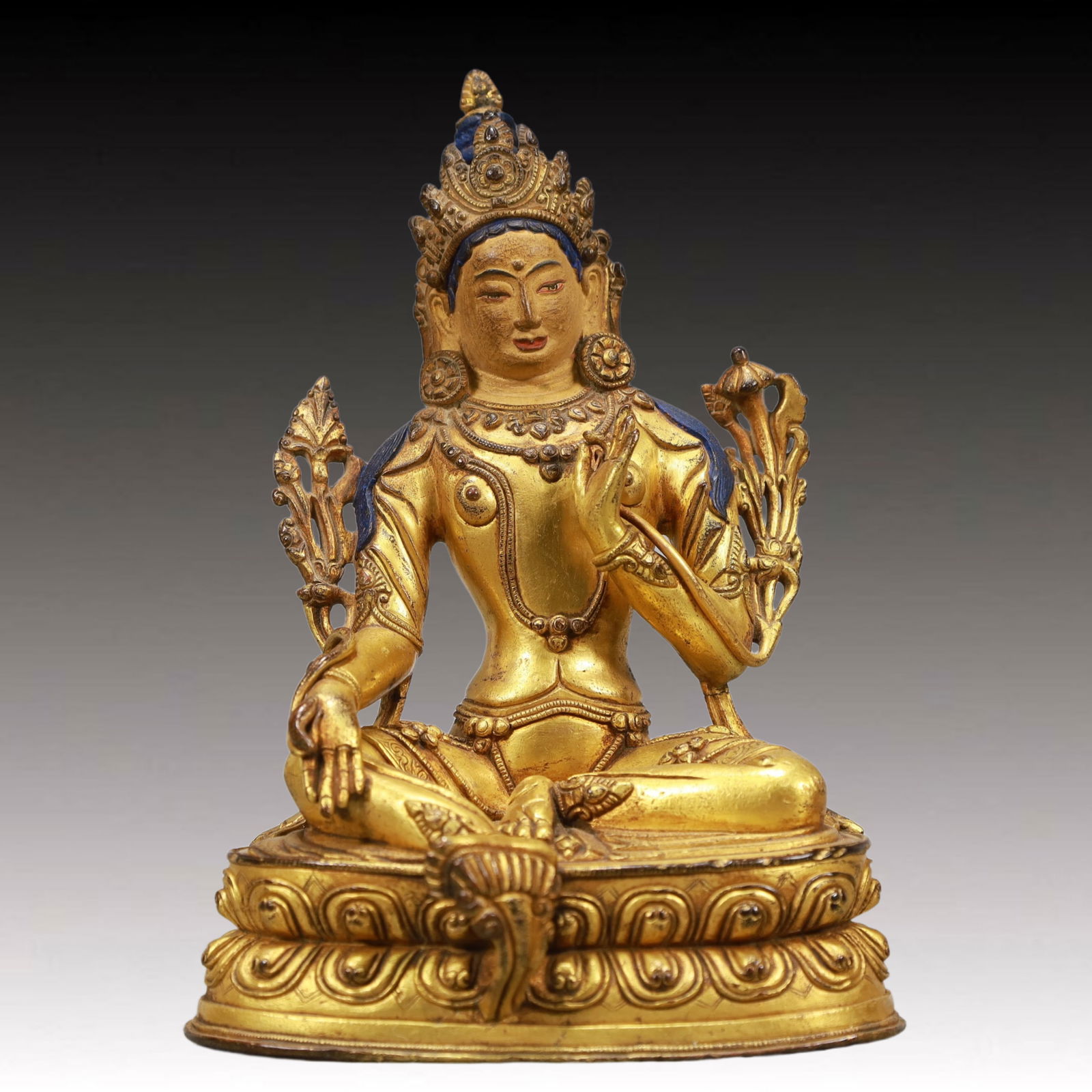 A Solemn Gilt Bronze Statue of Tara (1 of 9)