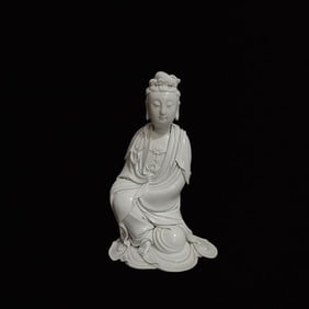 A Solemn Blance-De-Chine Statue of Avalokitesvara