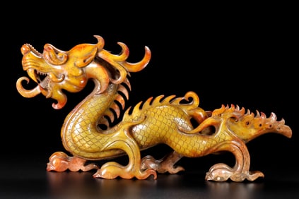 An Exquisite Archaic Jade Dragon Ornament