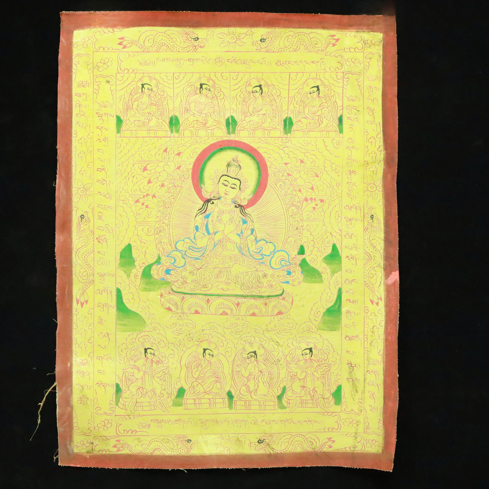 A Rare Brocade Painted Color Statue of Amitayus Tangka (1 of 7)