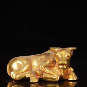 An Exquisite Gilt Bronze Buffalo Ornament