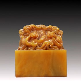 An Exquisite Shoushan Stone Chi-Dragon Pattern Seal
