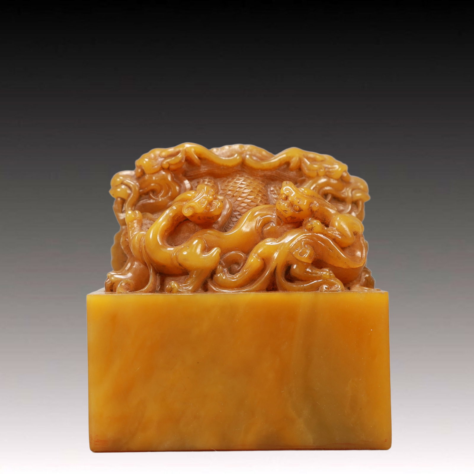 An Exquisite Shoushan Stone Chi-Dragon Pattern Seal (1 of 6)