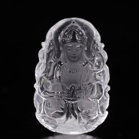 An Exquisite Crystal Statue of Avalokitesvara Pendant