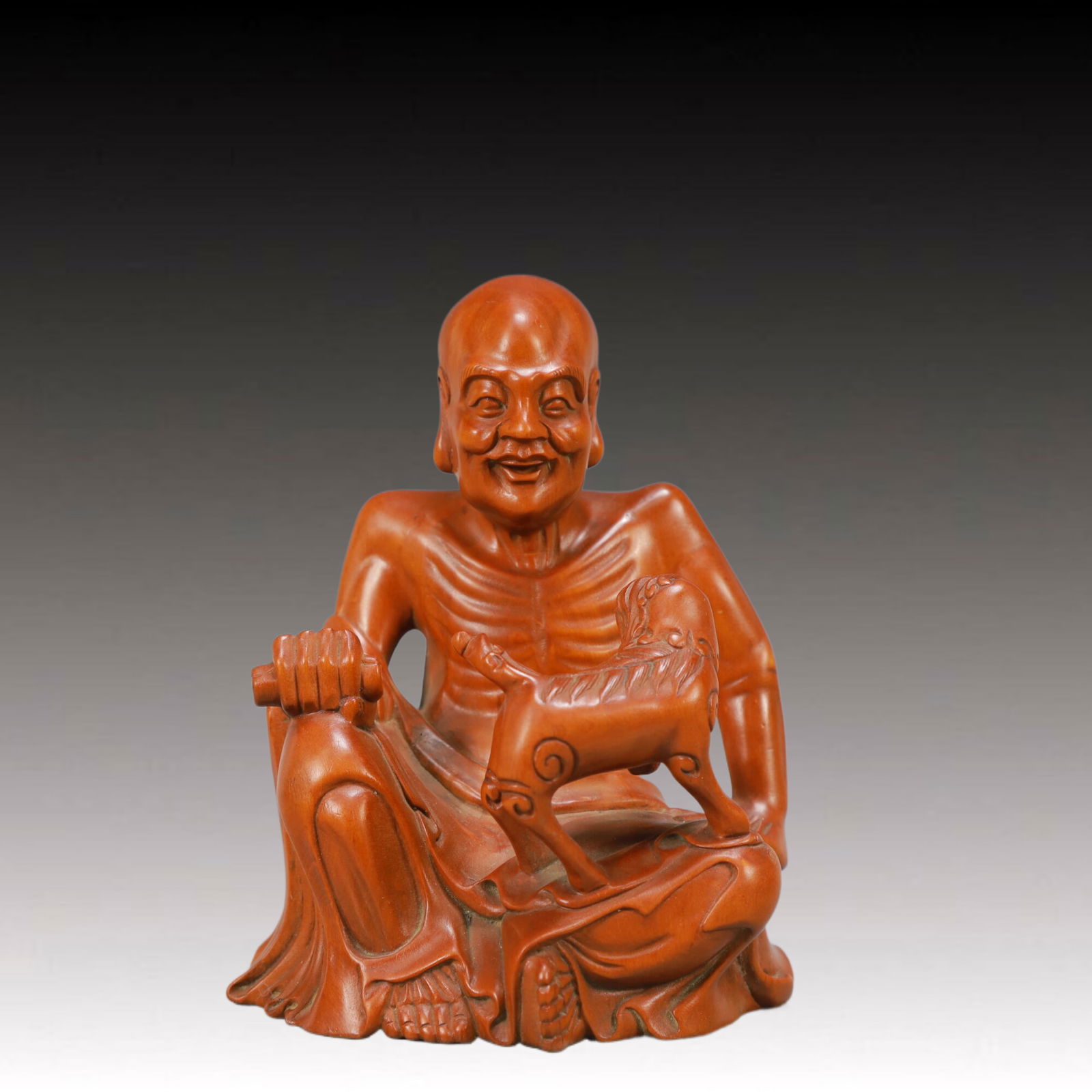 A Rare Boxwood Statue of Arhat (1 of 6)