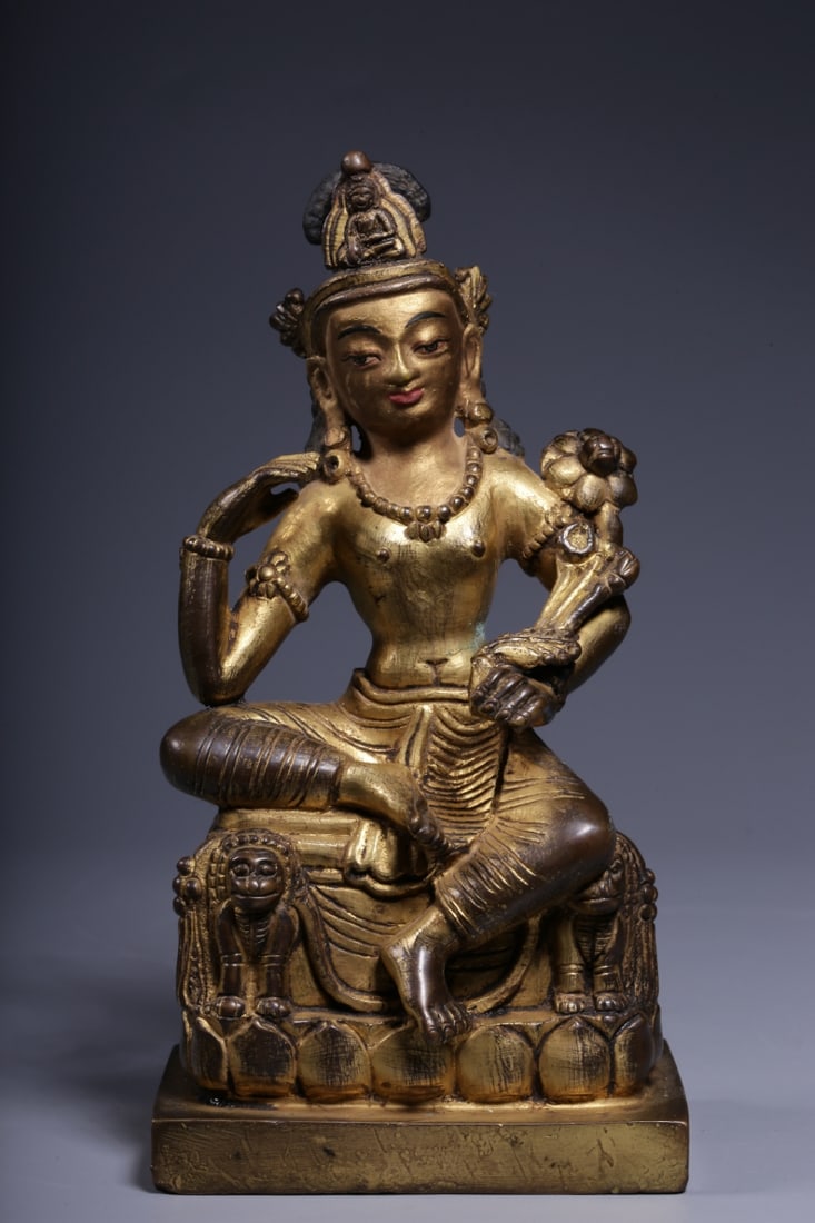 A Rare Gilt Bronze Statue of Avalokitesvara (1 of 7)