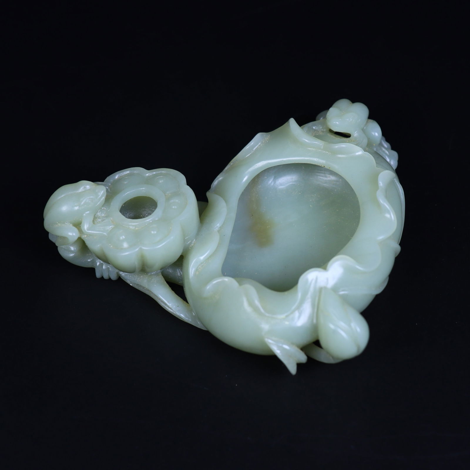 An Exquisite White Jade Frog Pattern Brush Washer - 5