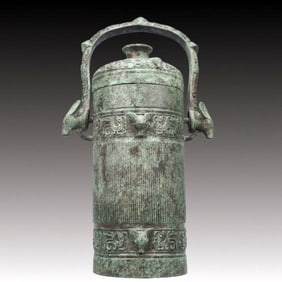 A Precious Bronze Auspicious Bird Pattern Jar,With Inscription