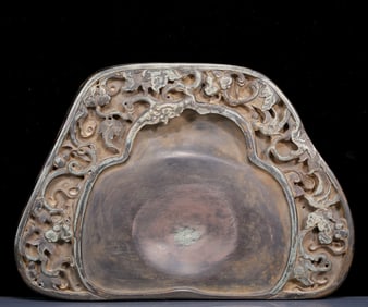 A Rare Gourd Pattern Inkstone, with poem