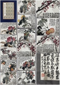 A Chinese Album Ink Painting of Flower on Paper