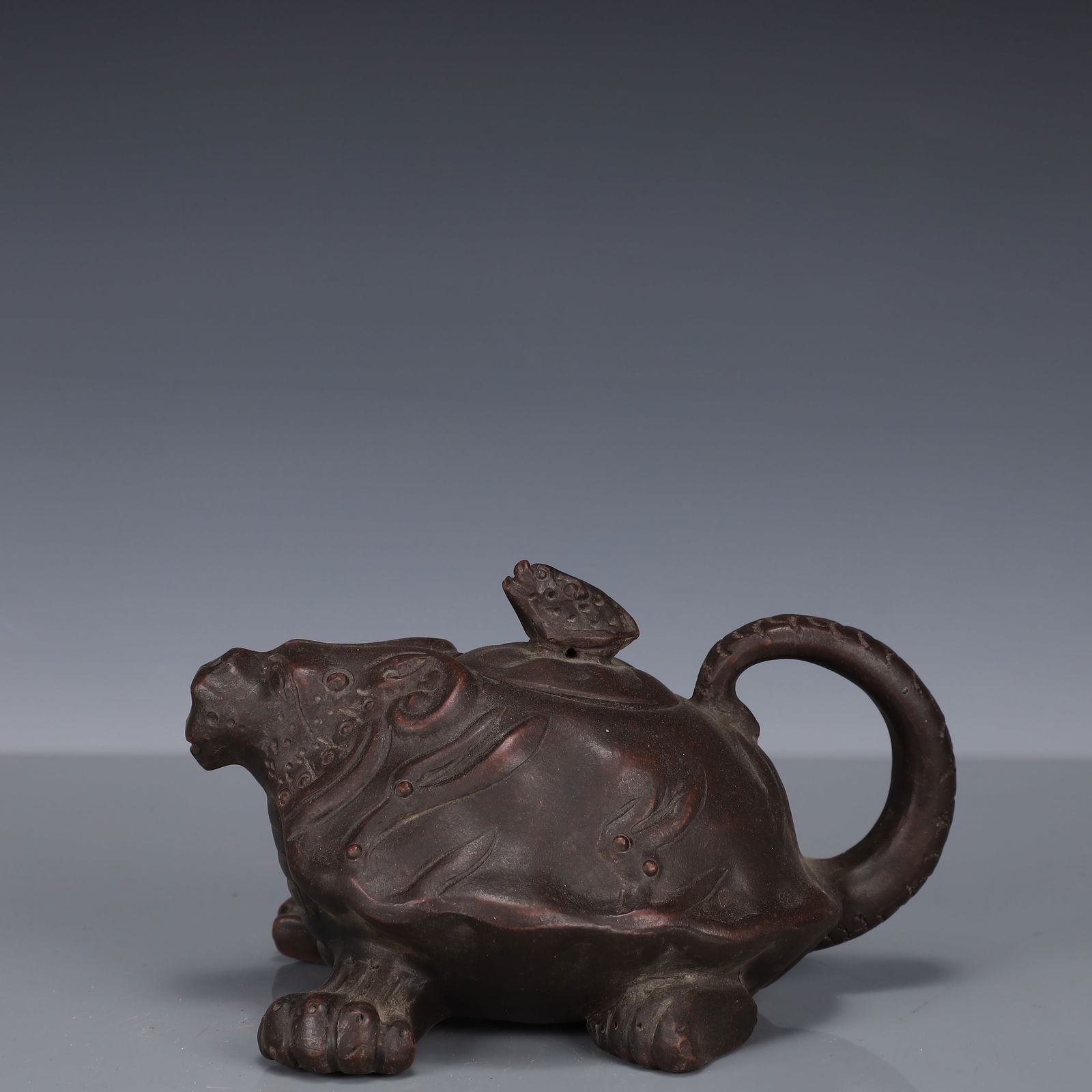 An Exquisite Purple Sands Dragon and Turtle Teapot (1 of 11)