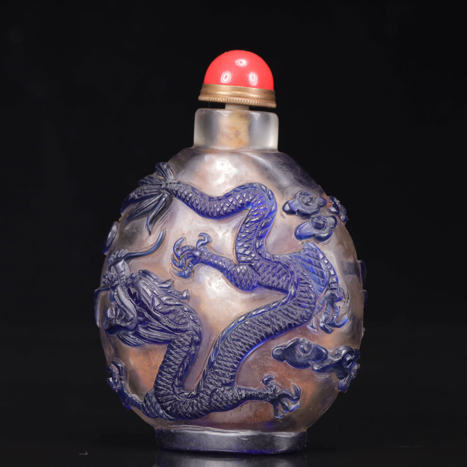 An Exquisite Glass Dragon Pattern Snuff Bottle - 2