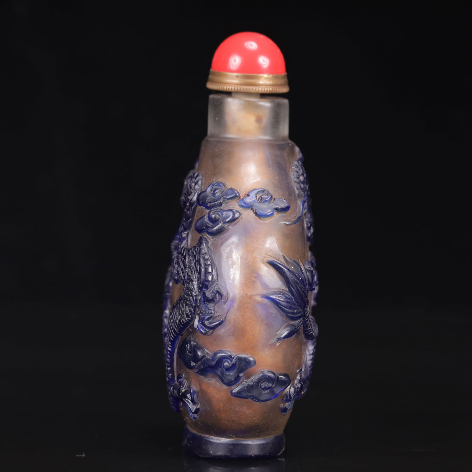 An Exquisite Glass Dragon Pattern Snuff Bottle - 3