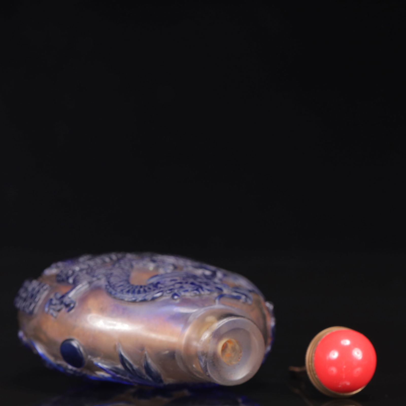 An Exquisite Glass Dragon Pattern Snuff Bottle - 7