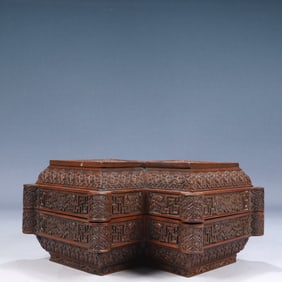 An Exquisite Zitanwood Lotus Pattern Cover Box