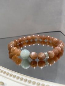 An Exquisite Sunstone With Aquamarine Bracelet