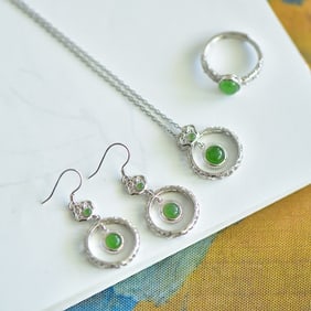 A Set of Fine Sterling Silver Inlaid Jasper Jewelrys