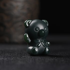 An Exquisite Cyan jade Bear Pendant
