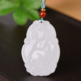 An Exquisite White Jade Rabbit Pattern Pendant